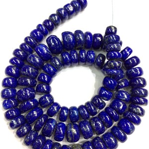 AAA QUALITY~~Natural Lapis Lazuli Smooth Rondelle Beads Gorgeous Hand Polished Beads Lapis Smooth Gemstone Beads Wholesale Gemstone Beads image 3