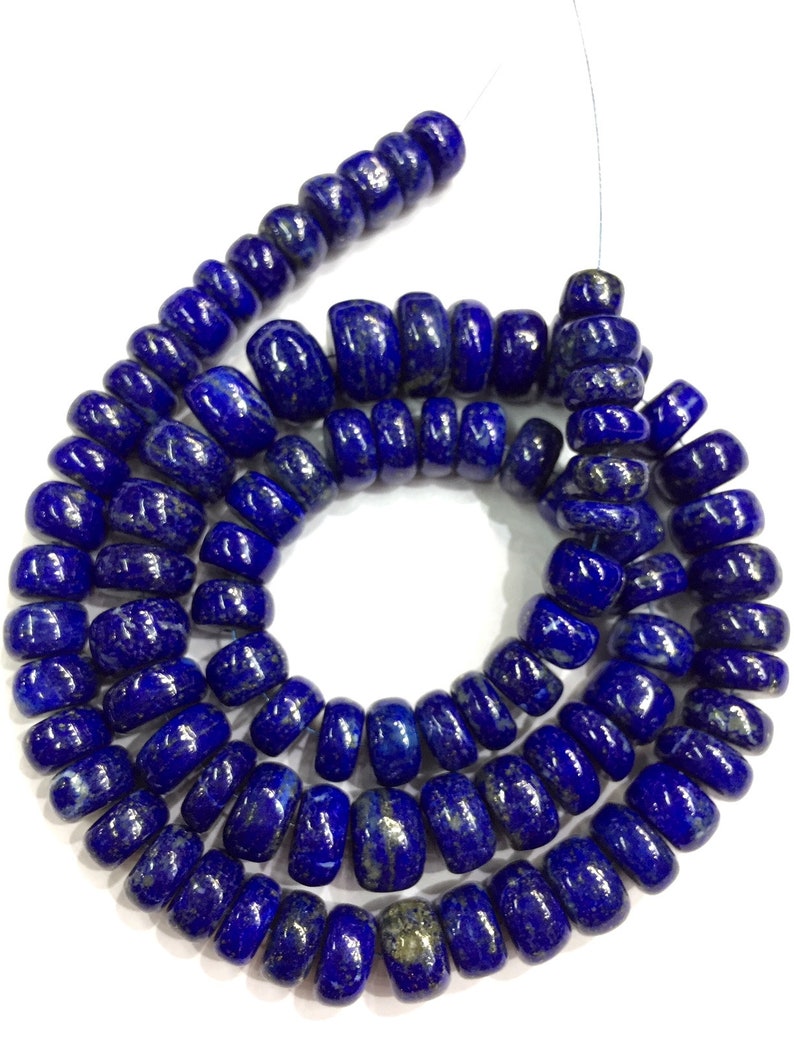 AAA QUALITY~~Natural Lapis Lazuli Smooth Rondelle Beads Gorgeous Hand Polished Beads Lapis Smooth Gemstone Beads Wholesale Gemstone Beads image 3