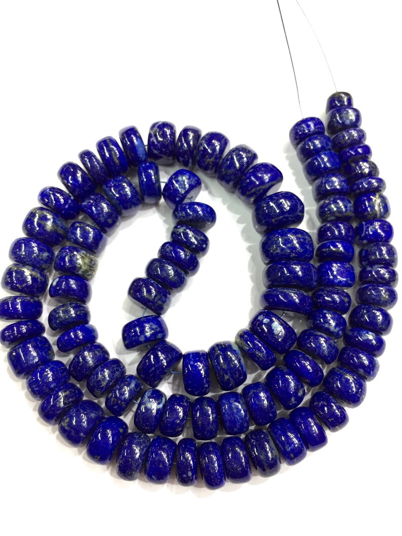AAA QUALITY~~Natural Lapis Lazuli Smooth Rondelle Beads Gorgeous Hand Polished Beads Lapis Smooth Gemstone Beads Wholesale Gemstone Beads image 8