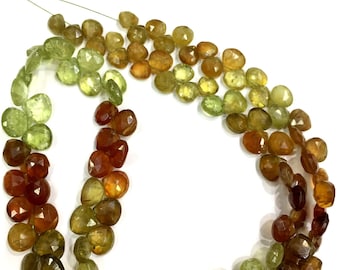 Natural Grossular Garnet Faceted Pear Shape Beads Garnet Gemstone Beads Jewelry Making Beads 18&quot; Strand Top Quality