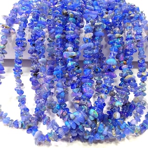 AAA~Natural Ethiopian Blue Opal Smooth Nuggets Beads Flashy Opal Nugget Beads Fire Opal Beads String Opal Stone Beads Jewelry Making Beads. image 1
