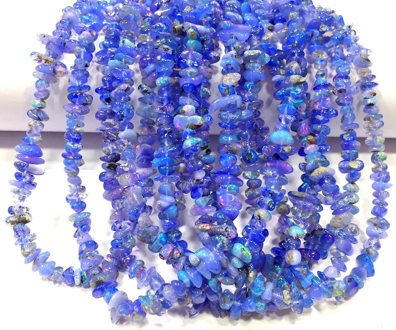 AAA~Natural Ethiopian Blue Opal Smooth Nuggets Beads Flashy Opal Nugget Beads Fire Opal Beads String Opal Stone Beads Jewelry Making Beads. image 1
