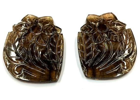 Beautiful Tourmaline Carving Gemstone Fancy Tourmaline Carved 100% Natural Stone 71 Carat Pair