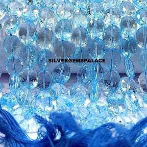 AAA+ Natural Blue Topaz Faceted Oval Shape Beads Sky Topaz Oval Gemstone Beads Great Luster Oval Cut Jewelry Making Beads Topaz Beads String