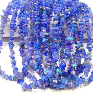 AAA~Natural Ethiopian Blue Opal Smooth Nuggets Beads Flashy Opal Nugget Beads Fire Opal Beads String Opal Stone Beads Jewelry Making Beads. image 6