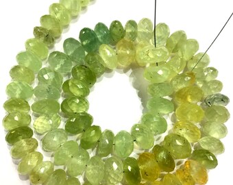 Great Luster Gemstone Beads Natural Green Prehnite Rondelle Faceted Beads Wholesale Price Gemstone Beads 10.MM Rondelle Beads Top Quality