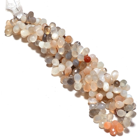 Natural Faceted 18" 1 Strand Multi Moonstone Teardrop Shape Beads 6-7mm Gemstone Beads