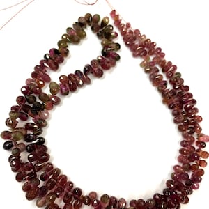 Natural Pink Tourmaline Faceted Teardrop Beads Little Bio Colour Tourmaline Beads Top Rare Quality Tourmaline Beads 18&quot; Strand Latest Beads