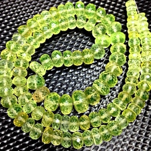 Extremely Rare~Green Spinel Rondelle Faceted Beads Green Spinel Gemstone Beads Vibrant Green Color Stone Beads Sparkle Rondelle Beads Strand