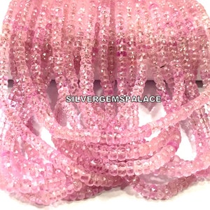 AAAA+ Rare Pink Sapphire Faceted Rondelle Beads Stunning Pink Sapphire Strand Pink Sapphire Gemstone Beads Wholesale Sapphire Christmas Gift