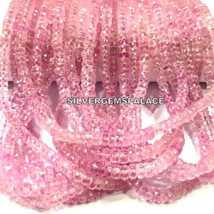 AAAA+ Rare Pink Sapphire Faceted Rondelle Beads Stunning Pink Sapphire Strand Pink Sapphire Gemstone Beads Wholesale Sapphire Jewelry Beads.