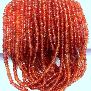 AAA QUALITY~Full Sparkling~Natural Juicy Pink Padparadscha Sapphire Gemstone Beads 3.MM Pinkish Orange Sapphire Rondelle Faceted Beads.