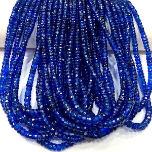 AAAA++ QUALITY~Natural Blue Sapphire Beads Royal Blue Sapphire Faceted Rondelle Beads Sparkle Sapphire Gemstone Beads 1 Strand Wholesale.