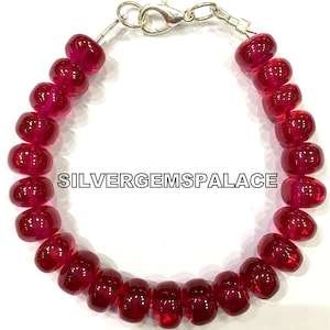 AAAA+ Ruby Bracelet Smooth Ruby Rondelle Beads Polished Ruby Beads Ruby Gemstone Beads 8-9.MM Beads Bracelet For Gift Stone Bracelet 6 Inch.