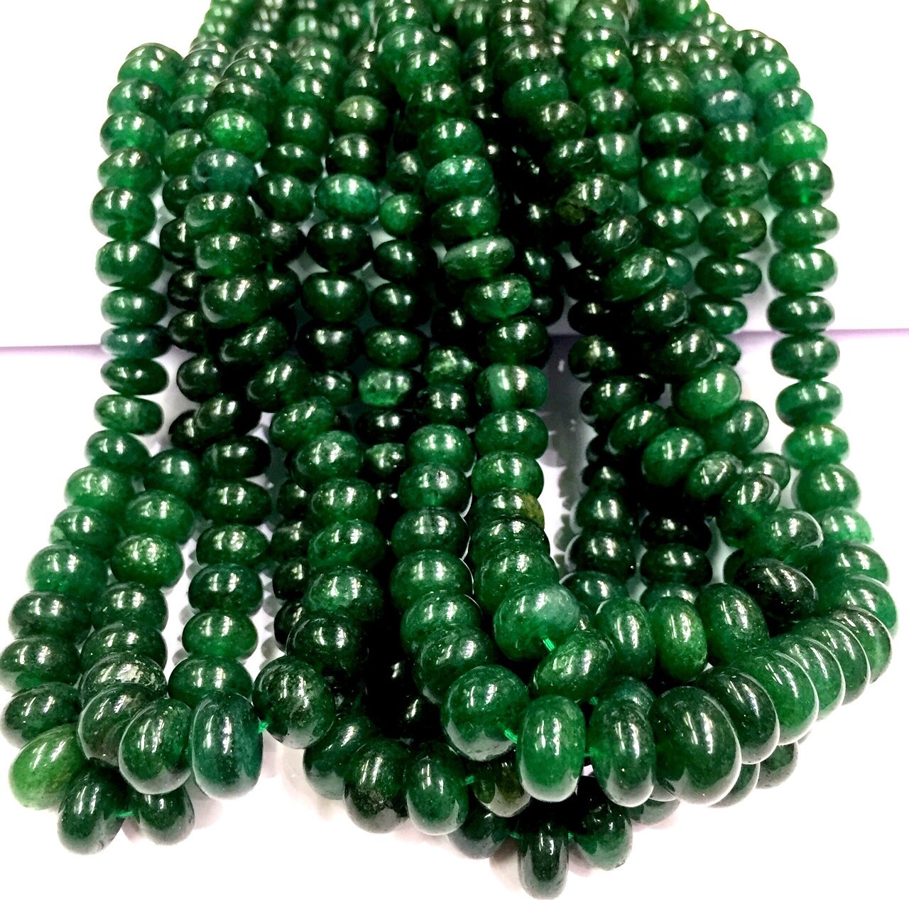 AAA QUALITY~~Natural Nephrite Green Jade Beads Smooth Green Jade Rondelle Beads Nephrite Jade Green Gemstone Beads Dark Green Color Beads.