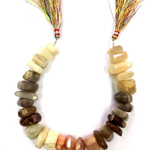 Natural Stone Multi Moonstone Faceted Nugget Beads 10-12mm Nugget Shape Gemstone Beads 10&quot; Strand