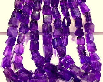 AAA QUALITY~~Natural Amethyst Faceted Nuggets Beads Step Cut Nugget Shape Beads Amethyst Gemstone Beads Jewelry Making Nuggets Beads.