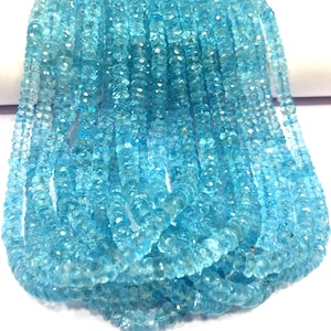 AAA QUALITY~Natural Aquamarine Faceted Tyre Cut Beads 6.MM Aquamarine Rondelle Beads Aquamarine Gemstone Beads Aquamarine Strand Beads.