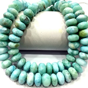 TOP Quality~Natural Larimar Rondelle Beads Smooth Larimar Beads Genuine Larimar Gemstone Beads Large Size Larimar Beads Strand Wholesale.