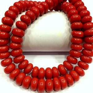 AAA+ QUALITY~~Natural Coral Smooth Rondelle Beads 8.MM Coral Rondelle Beads Polished Coral Beads Coral Gemstone Beads Jewelry Making Beads.