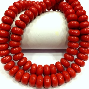 AAA+ QUALITY~~Natural Coral Smooth Rondelle Beads 8.MM Coral Rondelle Beads Polished Coral Beads Coral Gemstone Beads Jewelry Making Beads.