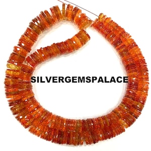 May include: A strand of orange and red gemstone beads. The beads are rectangular and faceted, with a mix of colors. The text "SILVERGEMSPALACE" is printed across the image.