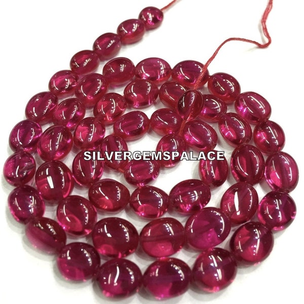 AAAA+ QUALITY~Extremely Beautiful~Ruby Corundum Oval Shape Beads Ruby Smooth Oval Beads Ruby Gemstone Beads Jewelry Making Oval Beads.