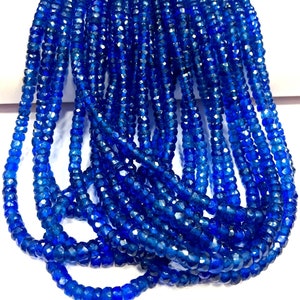 AAAA++ QUALITY~~Natural Blue Spinel Faceted Rondelle Beads Neon Apatite Color Beads Sparkling Gemstone Beads Spinel Strand Beads.