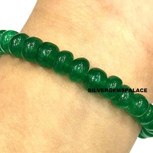 AAA+ Zambian Emerald Bracelet Natural Emerald Gemstone Beads BEAUTIFUL Emerald Stone Bracelet,Smooth Rondelle Bracelet Emerald 7”