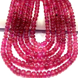 Extremely Rare~Natural Pink Tourmaline Smooth Rondelle Beads Pink Tourmaline Gemstone Beads Pink Tourmaline Beads Strand Wholesale Beads.