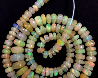 Wholesale Price Opal Beads--Natural Ethiopian Opal Faceted Beads Opal Rondelle Beads Jewelry Making Opal Fire Beads 5-6.MM Superb Quality