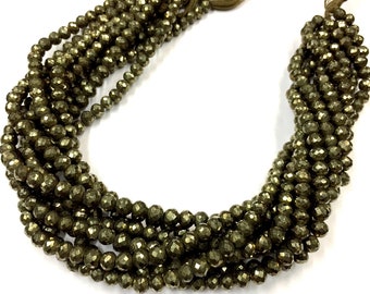 Natural Faceted Pyrite Round Beads 6mm Gemstone Beads 14" Strand Wholesale Price