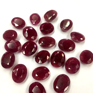 Rubí natural Corundum facetado ovalado piedra preciosa rubí corundum corte ovalado piedra preciosa rubí con cara ovalada libre de tamaño 10 piezas