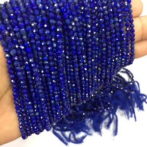 Natural Lapis Lazuli Faceted Rondelle Beads 3.5mm Lapis Gemstone Beads Micro Cut Lapis Strand Superb Quality New Arrival
