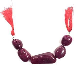 Natuurlijke glad 5 stuk Ruby Nugget Kralen 14mm Plain Beads Nugget Vorm Gemstone Kralen