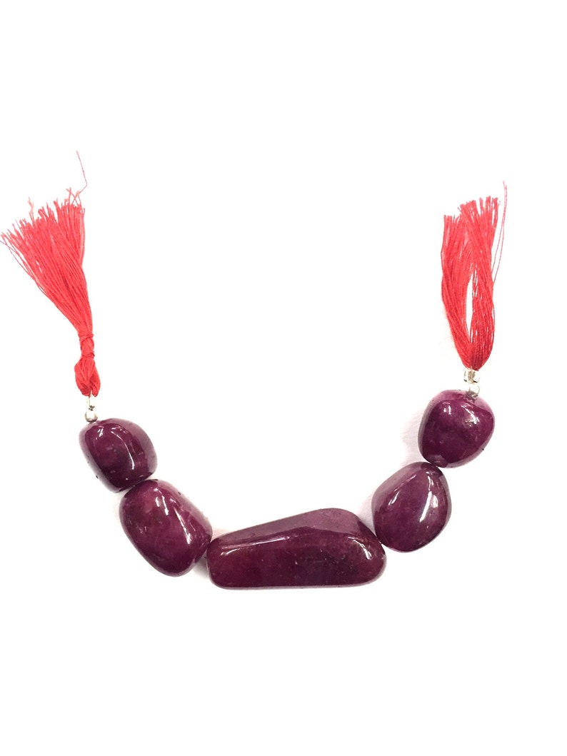 Natural Smooth 5 Piece Ruby Nugget Beads 14mm Plain Beads Nugget Shape Gemstone Beads