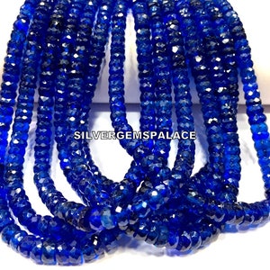 AAAA+ Natural Blue Sapphire Beads Strand Royal Blue Sapphire Faceted Rondelle Beads Stunning Sapphire Gemstone Beads Faceted Sapphire String