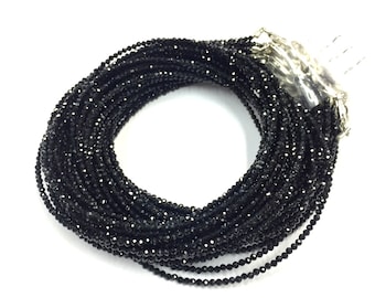 AAAA++ QUALITY~~Natural Black Spinel Faceted Rondelle Beads Spinel Rondelle 2.MM Black Spinel Gemstone Beads Total 10 Strands.