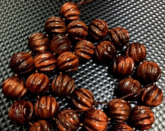 Natural Red Tiger Eye Carved Round Ball Beads 11.5 MM Tigereye Round Beads Rare Tiger Eye Gemstone Beads 15" Strand Top Quality