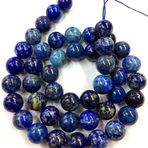 Natural Lapis Lazuli suave bola redonda cuentas lapis redondas cuentas joyería haciendo cuentas redondas Lapis Lazuli suavizar cuentas de piedra preciosa de alta calidad