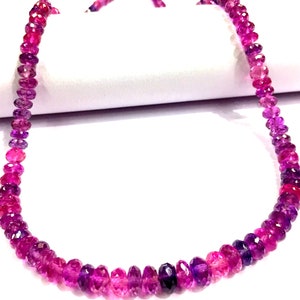 AAAA+ QUALITY~~Exclusive Sapphire Beads ~~Pinkish Purple Sapphire Gemstone Beads Sparkling Sapphire Faceted Rondelle Beads Sapphire Necklace