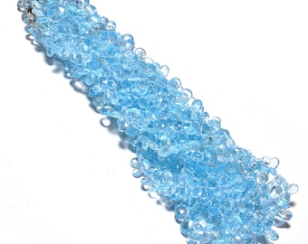 Natural Blue Topaz Faceted Pear Shape Beads 5mm Superb Quality Gemstone Beads 18" Strand