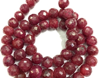 Natural Ruby Corundum Faceted Rondelle Beads Heated Ruby Gemstone Beads Ruby Necklace Jewelry Making Ruby Beads Wholesale Beads Shop
