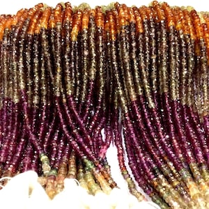 AAA+ QUALITY~Natural Tundra Sapphire Faceted Rondelle Beads 3.MM Sapphire Gemstone Beads Multi Sapphire Rondelle Sapphire String Beads.