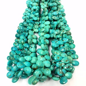 Beautiful Unique Arizona Turquoise Teardrop Beads Faceted Pear Shape Beads 6-9mm Turquoise Gemstone Beads 18&quot; Strand Wholesale Price