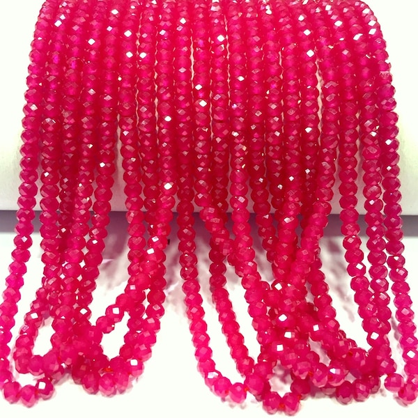 AAAA+ Natural Ruby Faceted Rondelle Beads Rare Pink Ruby Gemstone Beads 3.MM Ruby Strand Beads Stunning Ruby Jewelry Making Beads 1 Strand.