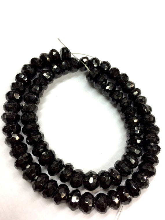 Black Spinel 3mm Faceted Round Beads - 13 inch strand