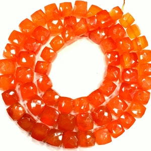 Natural Carnelian Faceted Cube Shape Beads Carnelian Cube Beads Carnelian Box Carnelian Gemstone Beads Luster Cranelian Beads Top Quality.