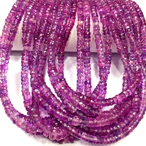 AAAA+ QUALITY~Rare Pink Sapphire Faceted Rondelle Beads 4-5.MM Sapphire Gemstone Beads Sparkling Sapphire Strand Pinkish Sapphire Beads.