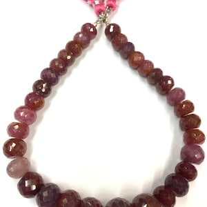 Natural Pink Sapphire Beads Sapphire Faceted Rondelle Beads 9-12.MM Sapphire Gemstone Beads Jewelry Making Sapphire Beads 9.5&quot; Strand